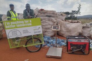 waste pickers with a petco plastic collection