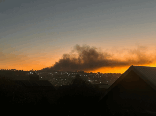 Kya Sands burning rubbish pile at night