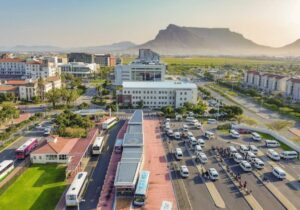 Rendition of minibus taxis and buses at Century City, Cape Town