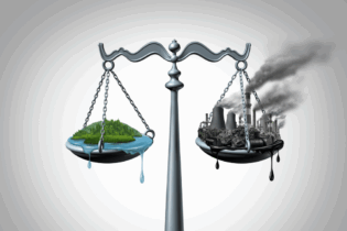 balance between clean earth and pollution
