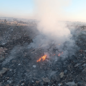 burning landfill rubbish dump at kya sands