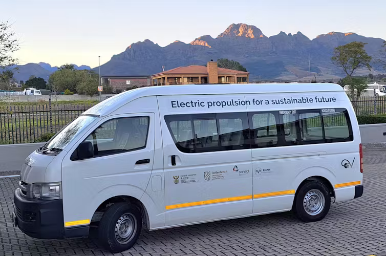 Petrol minibus taxi converted to electric. MJ (Thinus) Booysen, CC BY-NC-ND