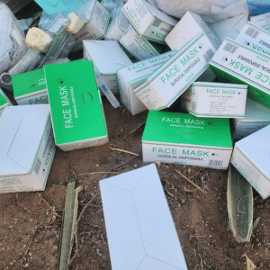 medical face masks dumped at landfill