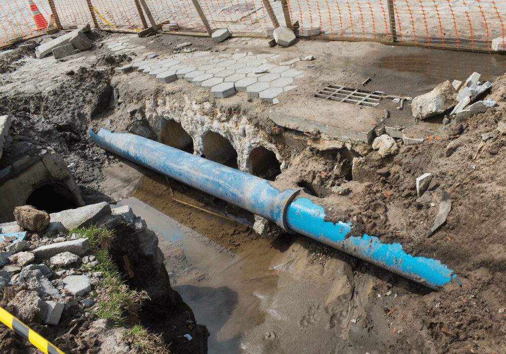 water pipe opened