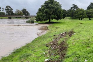 Drakenstein Municipality’s Disaster Management team near a flooded river