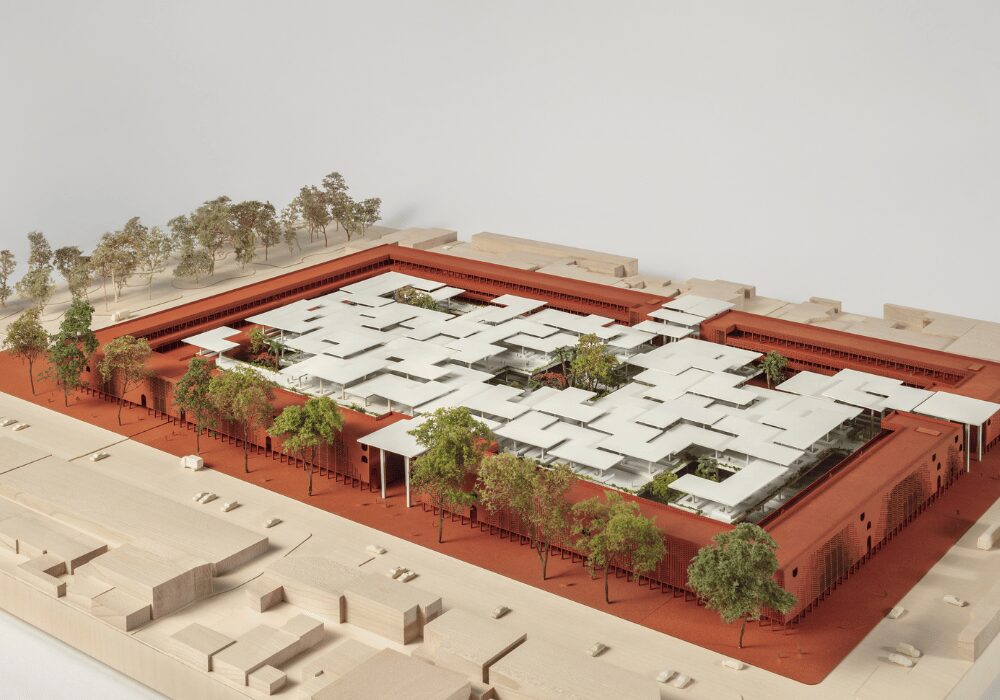 Rendered design for Zando Central Market Kinshasa showing the air-flow roof tops