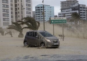 car stuck in flood at Green Point South Africa