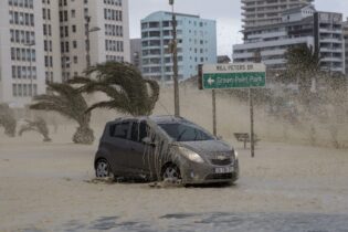 car stuck in flood at Green Point South Africa