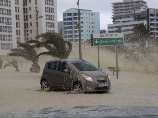 car stuck in flood at Green Point South Africa