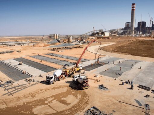 crane working on construction site at a mine