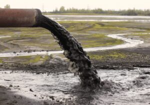 dirty wastewater from a pipe