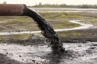 dirty wastewater from a pipe