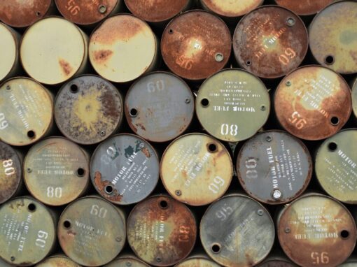 recycled oil cannisters rusted