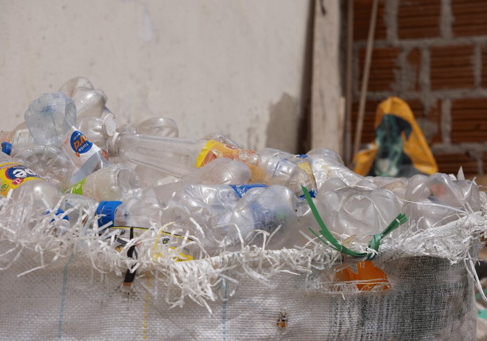 recycling plastic from landfill in plastic bags