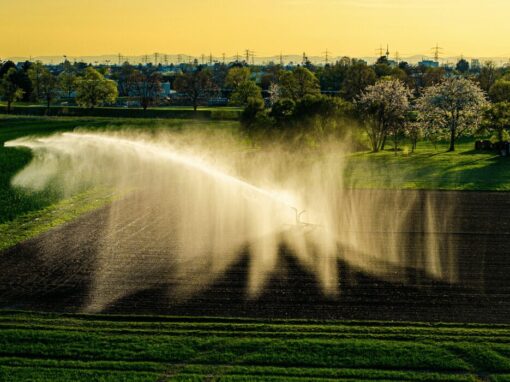 water irrigation system on a farm
