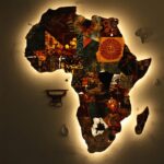 Africa world map as material pieces