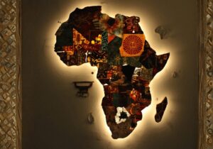 Africa world map as material pieces