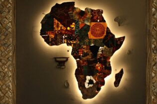 Africa world map as material pieces