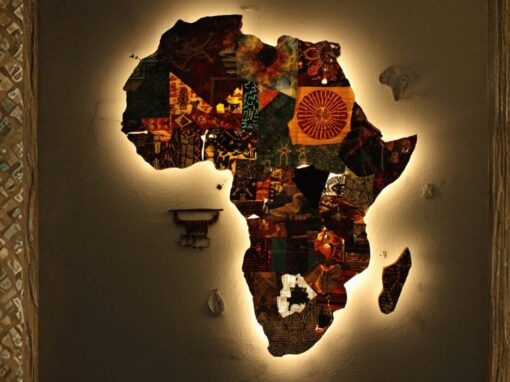 Africa world map as material pieces
