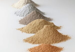 Calcined Clay Cement samples on a white background