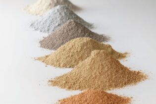 Calcined Clay Cement samples on a white background