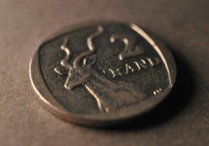 South African two rand coin close up