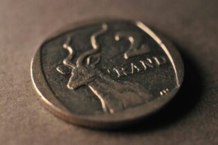 South African two rand coin close up