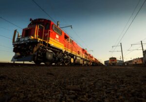 Transnet Railway train from the bottom view