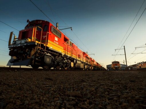 Transnet Railway train from the bottom view