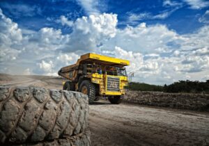 construction site with large building truck