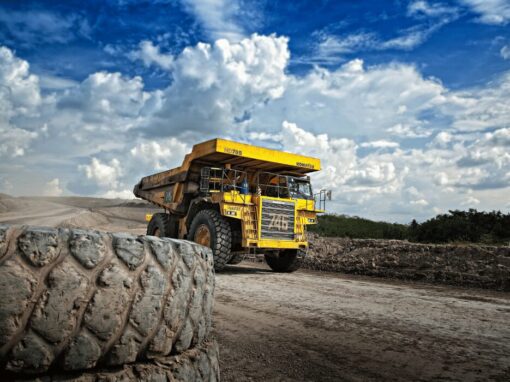construction site with large building truck