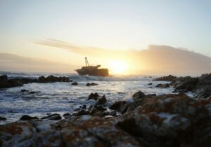 export ship out at South African sea coast