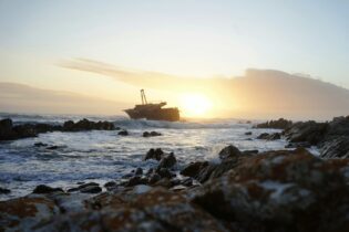 export ship out at South African sea coast