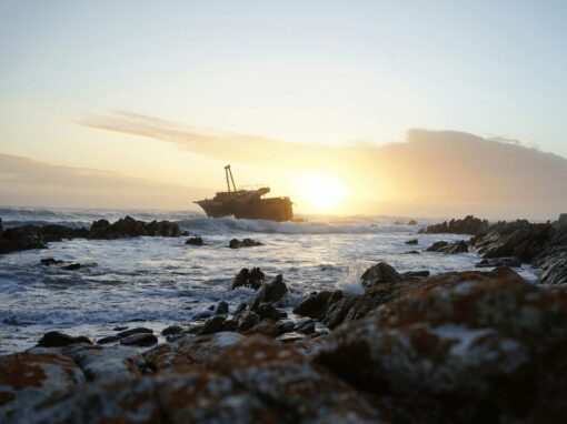 export ship out at South African sea coast