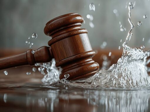 water law hammer against a splash of water