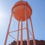 water tower from below