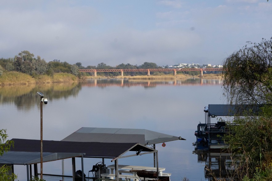 A view of the Orange River from its banks.