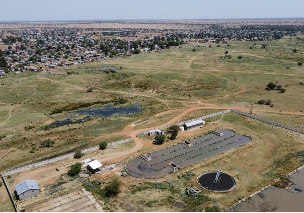 Aerial view Existing Warrenton WWTW with Warrenton and Ikhutseng township