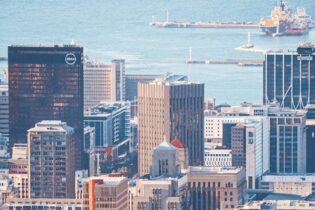 Cape Town city skyline near port