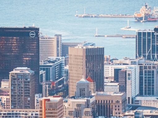 Cape Town city skyline near port