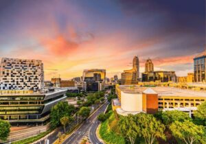Johannesburg city centre during sunrise