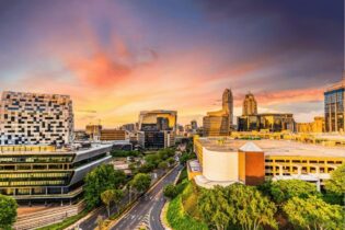 Johannesburg city centre during sunrise