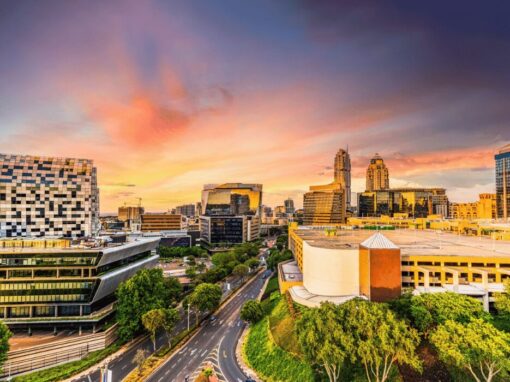Johannesburg city centre during sunrise