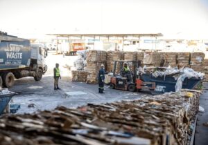 Skip Waste recycling Shoprite cardboard boxes outside store