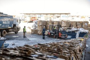Skip Waste recycling Shoprite cardboard boxes outside store