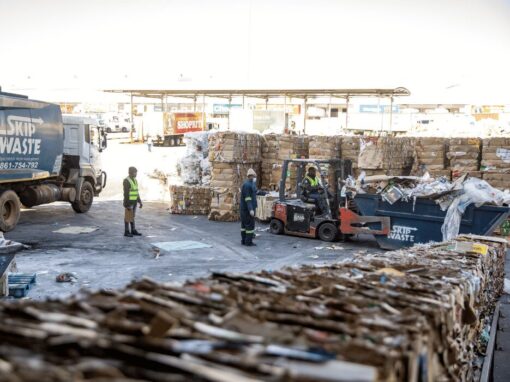 Skip Waste recycling Shoprite cardboard boxes outside store