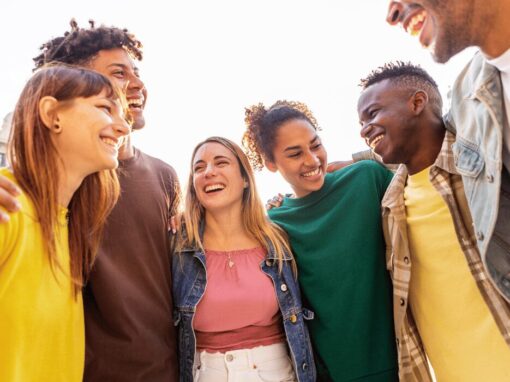 group of adults laughing
