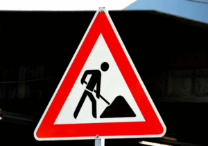 road construction sign ahead