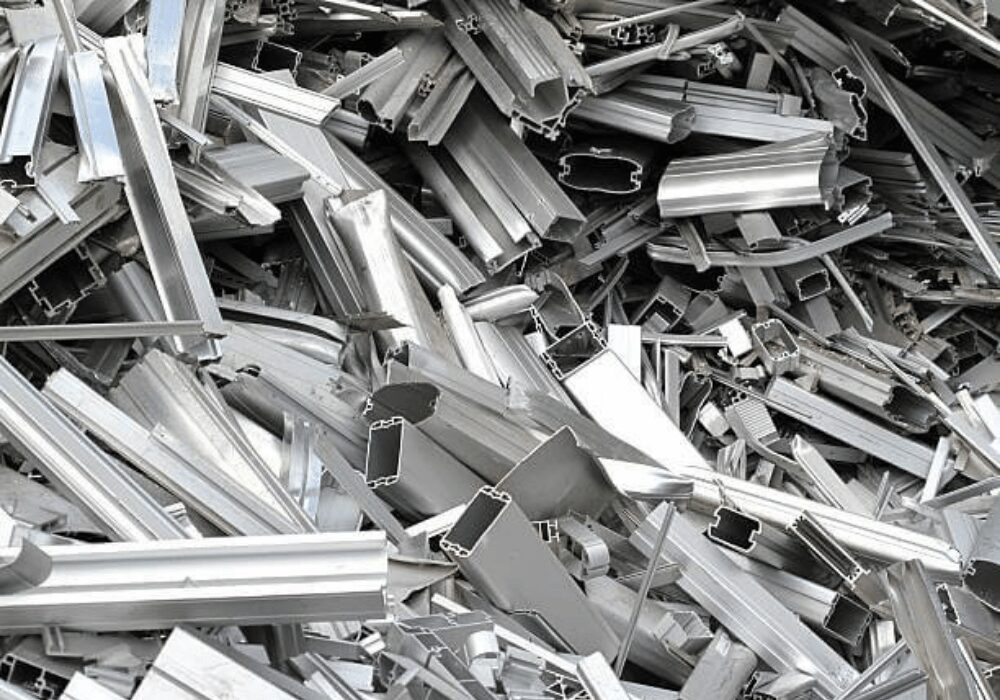 scrap metal gutters in a pile