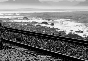 south african railway against the seascape
